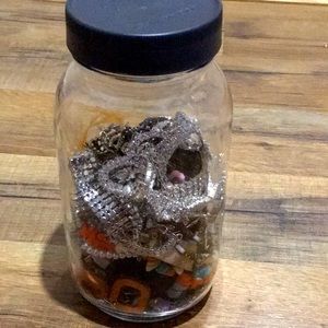 Jar of Jewelry | Necklaces, Chokers, Earrings, Bracelets, and a Ring